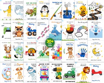 Father’s Day Handprint Crafts Bundle Kids Printable Gift for Dad Preschool Toddler Craft Gift for Dad Baby Footprint Art Keepsake Gift