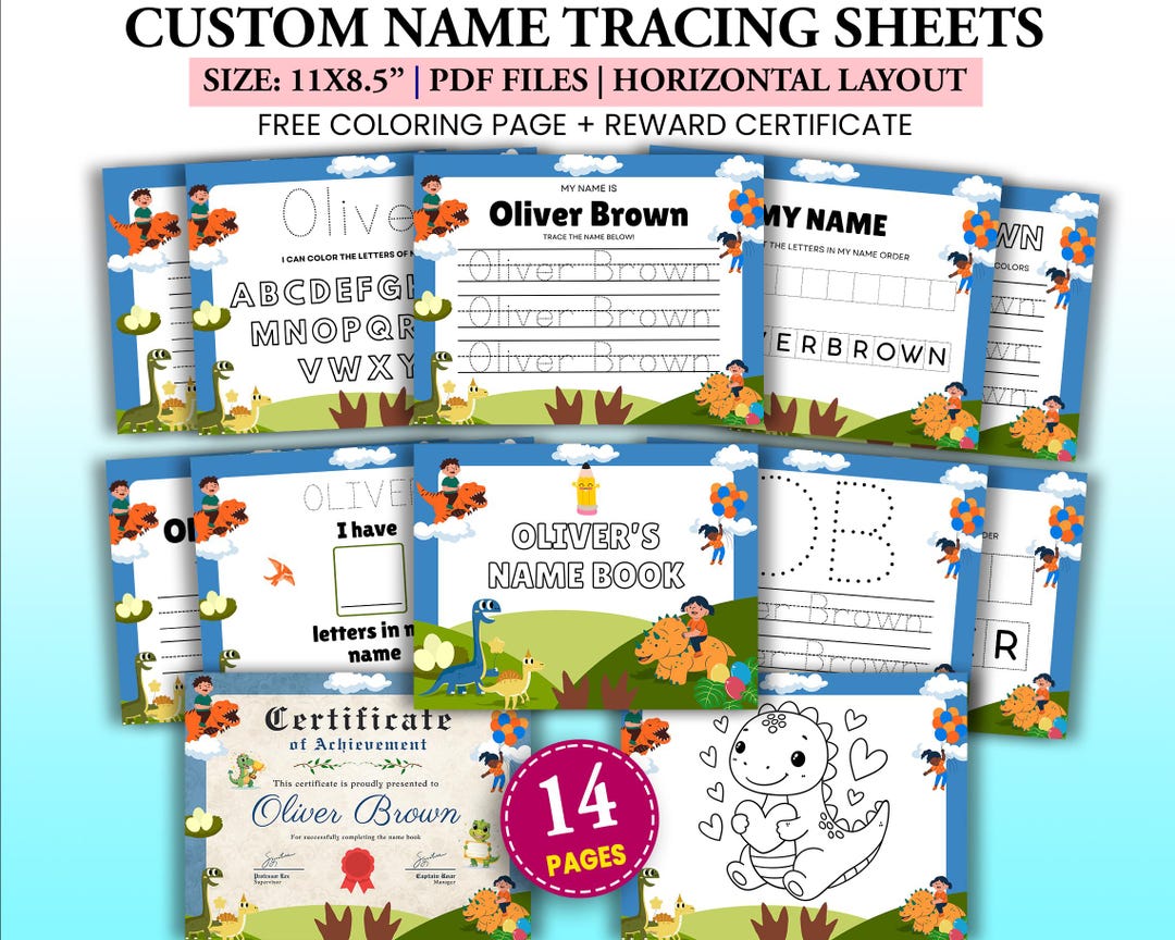 Custom Preschool Name Tracing Sheet Handwriting Practice Sheets