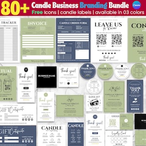 Editable Candle Business Bundle, Care Instructions, Thank You Card, Candle Label, Wax Melt, Canva Template, Invoice, Order Form, Price List