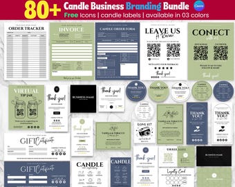 Editable Candle Business Bundle, Care Instructions, Thank You Card, Candle Label, Wax Melt, Canva Template, Invoice, Order Form, Price List