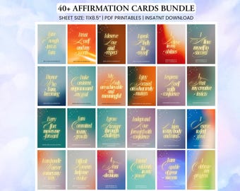 42 positive Affirmationen-Druckbare digitale Affirmationskarten-Persönliches Wachstum und Empowerment Affirmation Deck Bündel-Vision Board zum Ausdrucken
