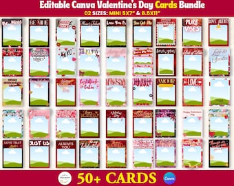 Valentine Jumbo Pack Cards Canva Editable Template ,Valentine gift cards Custom Photo Collage,Kids Classroom Valentine’s Day Treat Cards