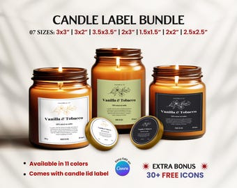 Editable Candle Label Bundle, Modern Candle Label Designs, Candle Business Bundle, Custom Candle Labels, DIY Candle Sticker, Canva Template