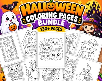 Halloween Coloring Pages Bundle: for Kids, Toddlers, Preschoolers, Kindergarten (High Resolution - Instant Download)