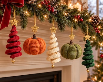 Schema per decorazione all'uncinetto di un albero di Natale a spirale 3D (download PDF). Schema per zucca all'uncinetto.