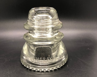 Hemingray - 42 Clear Glass Telephone Insulator Made in the USA 16A - Excellent