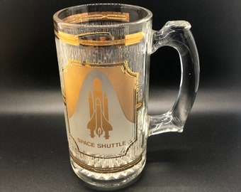 Culver Glass Mug NASA Space Shuttle Kennedy Space Center 22K 12 Ounces 22 Kt Gold Excellent Condition