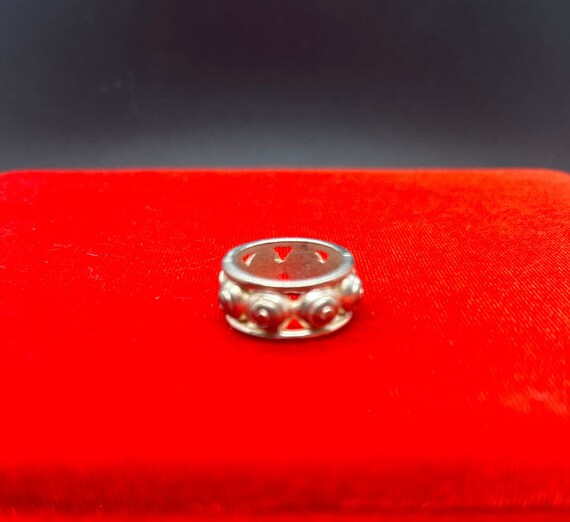 Circle Pattern Pewter Ring Size 7 - image 3