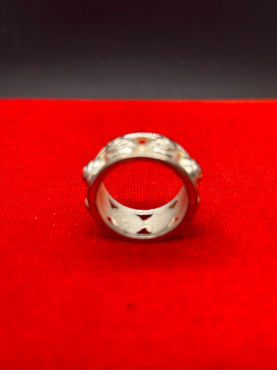 Circle Pattern Pewter Ring Size 7 - image 2