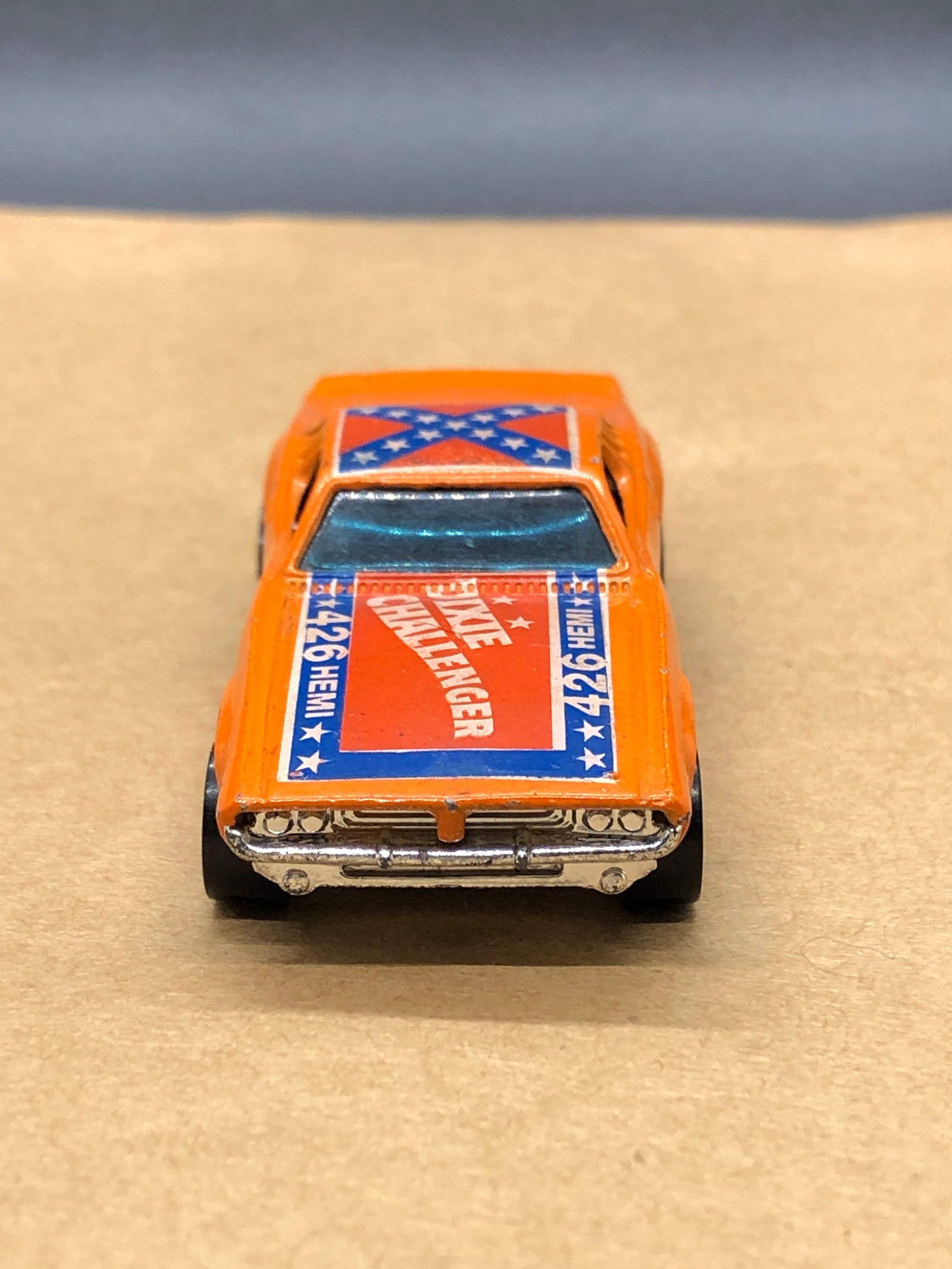 RARE 1970 HOT WHEELS Orange Dodge Dixie Challenger 426 HEMI Car Black Wall  Tires