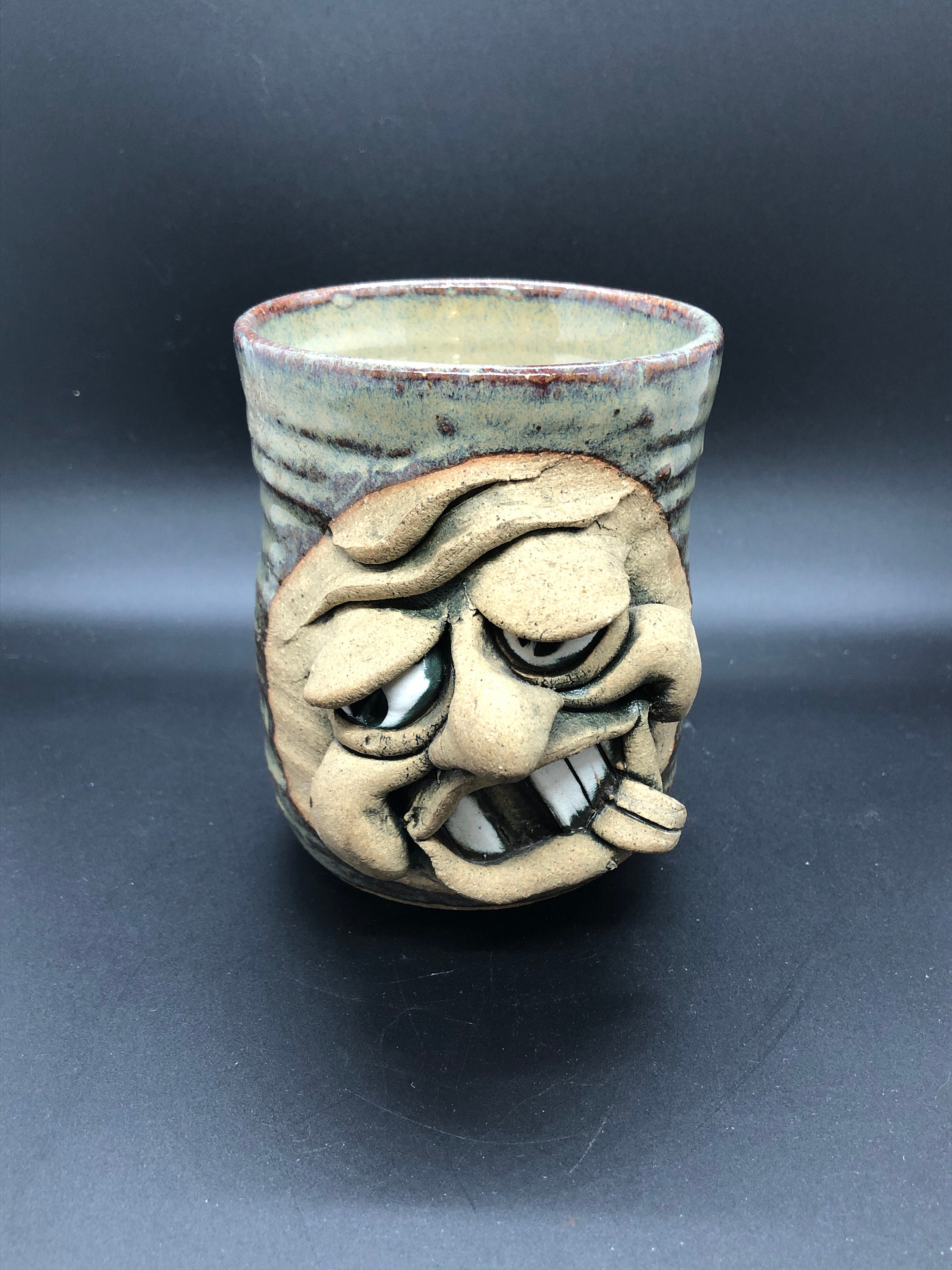 Pottery Figural Face Mug Man Mustache 0724