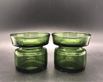 Pair of Dansk Jens Harald Quistgaard Danish Light Holders for Tea Candles Dark Green Mid Century Modern