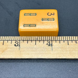 Mahjong Individual Bakelite Plastic Butterscotch Tiles, Three's, #3's image 3