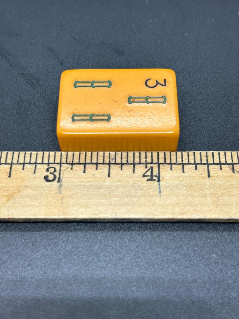 Mahjong Individual Bakelite Plastic Butterscotch Tiles, Three's, #3's image 3