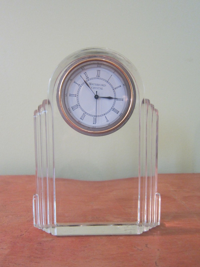 Classic Deco Desk Clock In Clear Crystal By Waterford 1999 2002