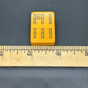 Mahjong Individual Bakelite Plastic Butterscotch Tiles, Six's, #6's bild 4
