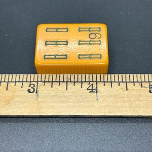 Mahjong Individual Bakelite Plastic Butterscotch Tiles, Six's, #6's bild 3