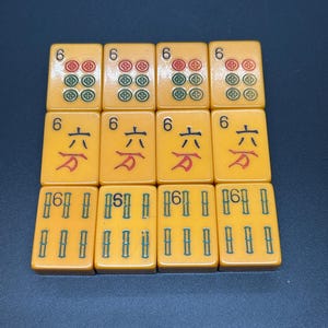 Mahjong Individual Bakelite Plastic Butterscotch Tiles, Six's, #6's bild 1