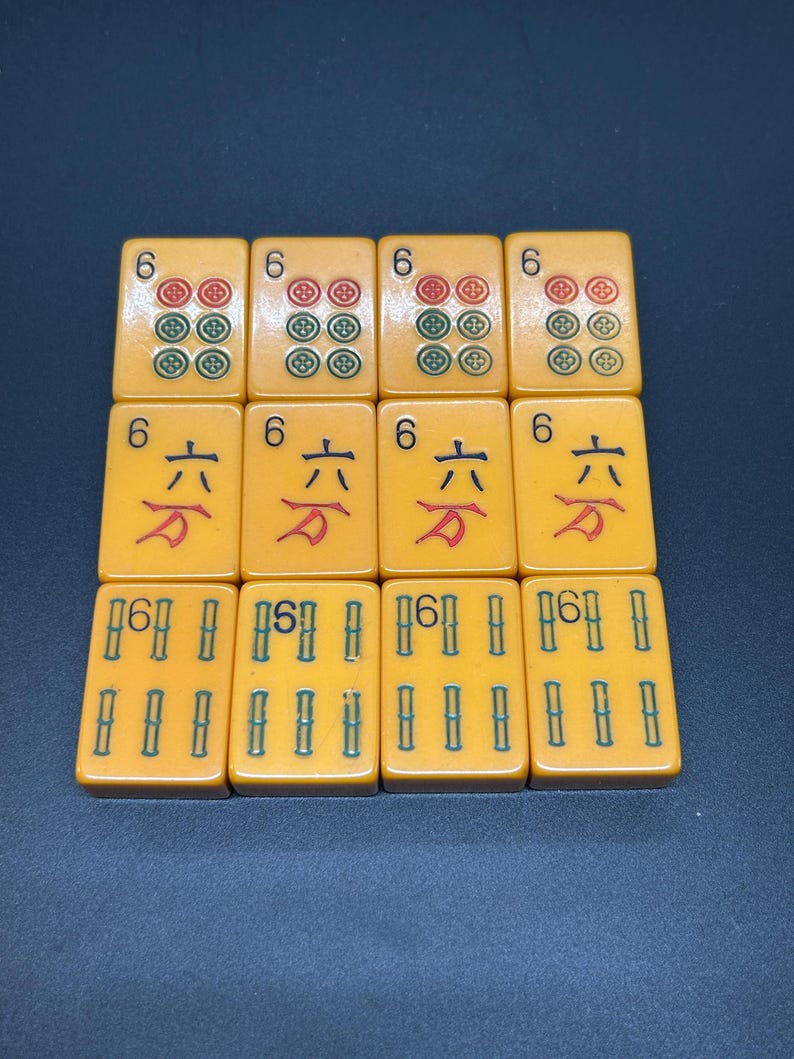 Mahjong Individual Bakelite Plastic Butterscotch Tiles, Six's, #6's bild 1