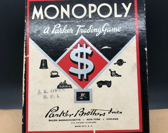 Vintage 1935 Monopoly Parker Brothers Inc Trading Game