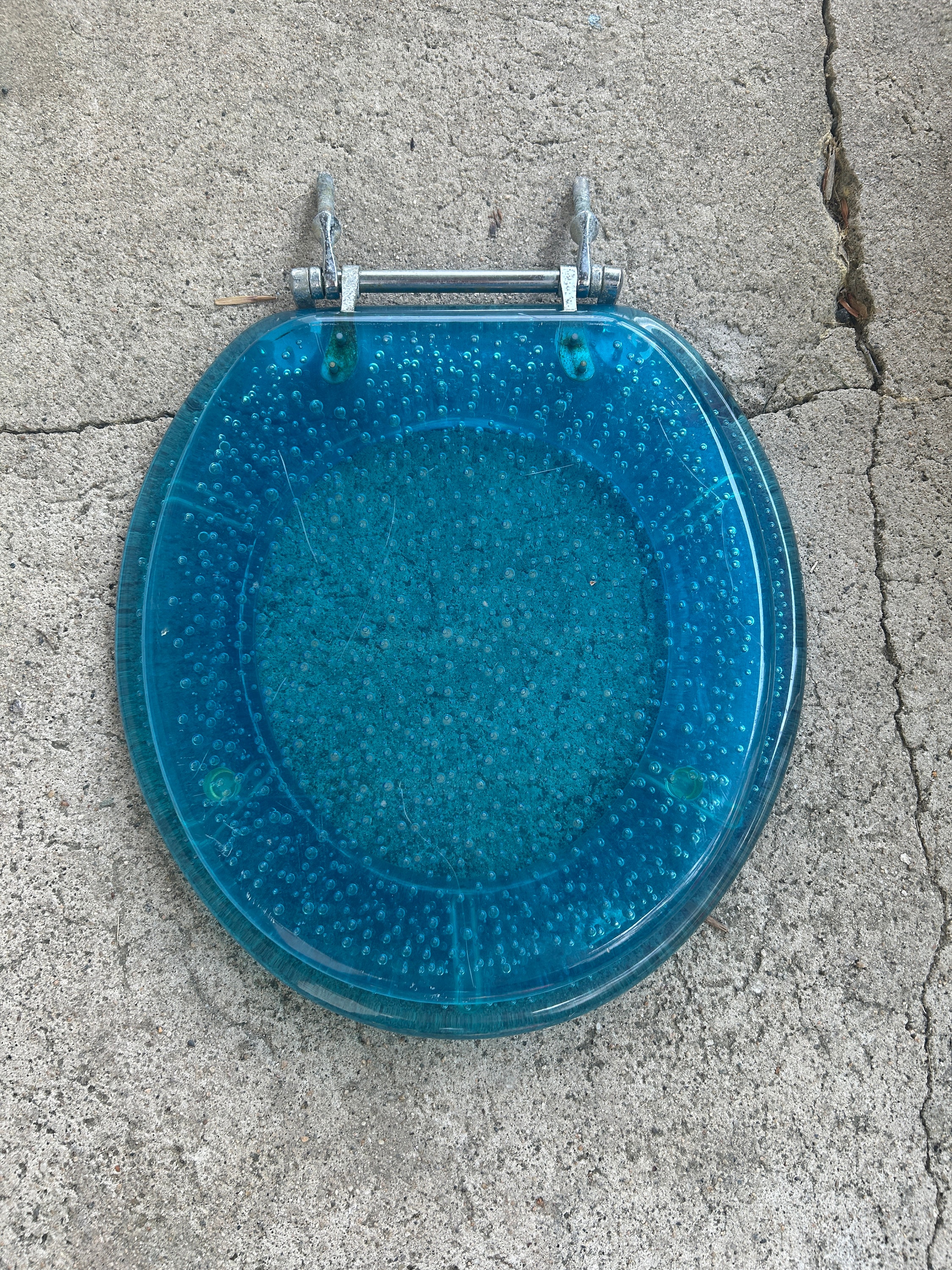 Portfolio Blue Bubble Plastic Round Toilet Seat Eclectic Modern