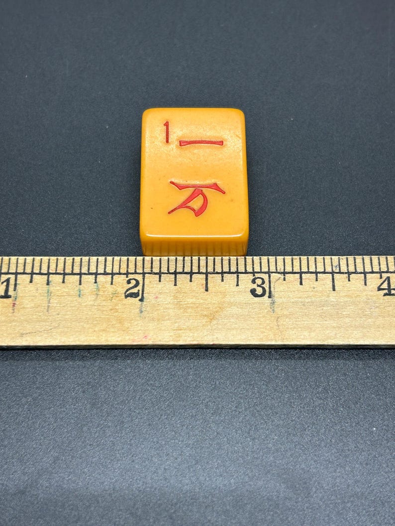 Vintage Mahjong Individual Bakelite Plastic Butterscotch Tiles - Ones image 3