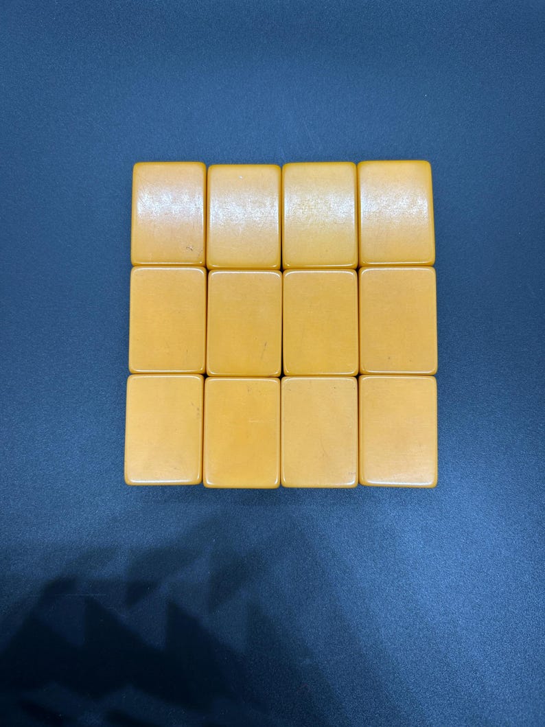 Vintage Mahjong Individual Bakelite Plastic Butterscotch Tiles - Ones image 2