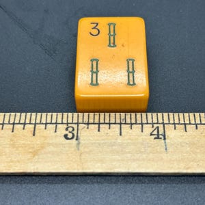 Mahjong Individual Bakelite Plastic Butterscotch Tiles, Three's, #3's image 4