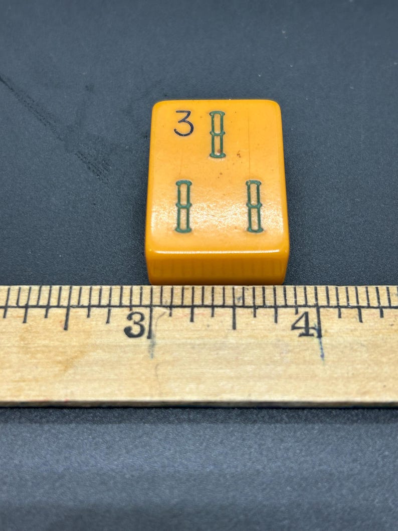 Mahjong Individual Bakelite Plastic Butterscotch Tiles, Three's, #3's image 4