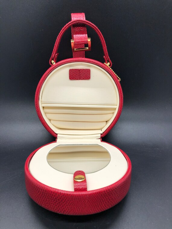 Wolf Designs Red Pebbled Leather Jewelry Case by W