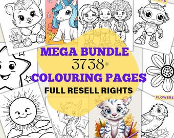 Libro para colorear, libro para colorear imprimible para niños, imprimible para niños, derechos de reventa, colorear MRR PLR