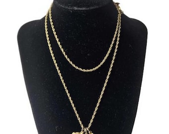 Vintage KJL Kenneth Jay Lane Signed Designer Gold Plated Pendant Charm Necklace, 76 cm