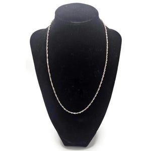 Vintage 6g Continental .935 Sterling Silver Twisted Double Thread Necklace Chain, 48.5 cm