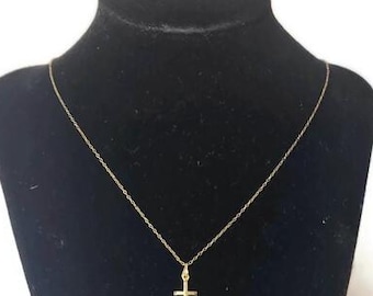 Vintage Rolled Gold Cross Pendant Necklace