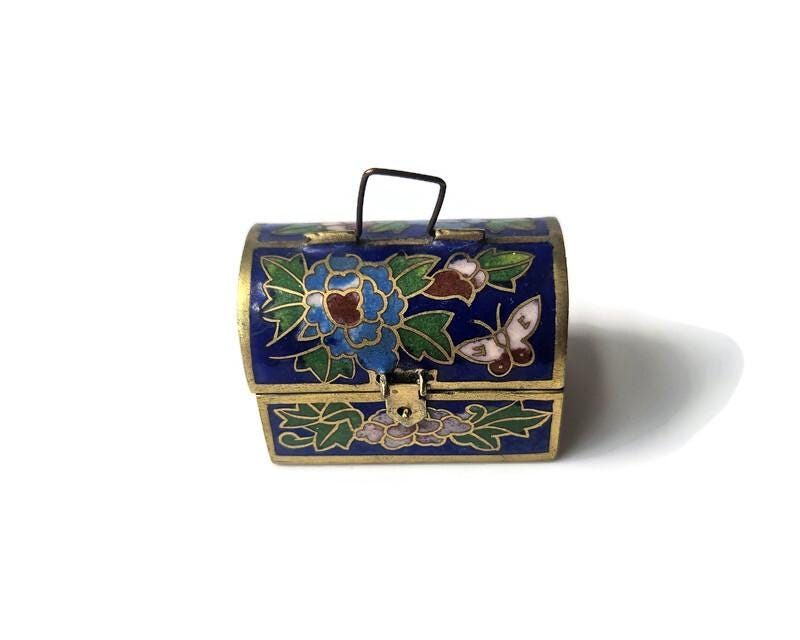 Vintage Chinese Cloisonné Miniature Trunk Chest Trinket Pot Box