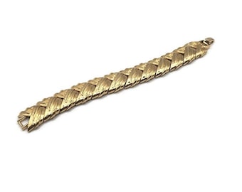 Vintage Hinged Articulated Gold Plated Herringbone Link Bracelet