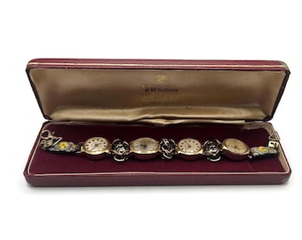 Vintage Handmade Steampunk Upcycled Timex Watch Linked Bracelet