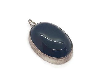 Vintage Sterling Silver Black Onyx Gemstone Pendant