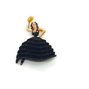 Antique Art Deco Plastic &#39;Dancing Lady&#39; Brooch Pin