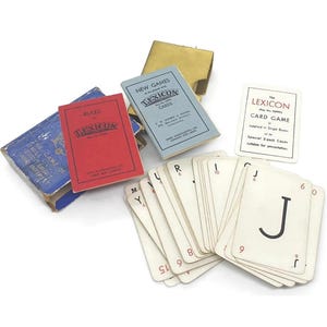 Juego de cartas vintage WADDINGTONS Lexicon de Azoted, caja azul - 1935. COMPLETO.