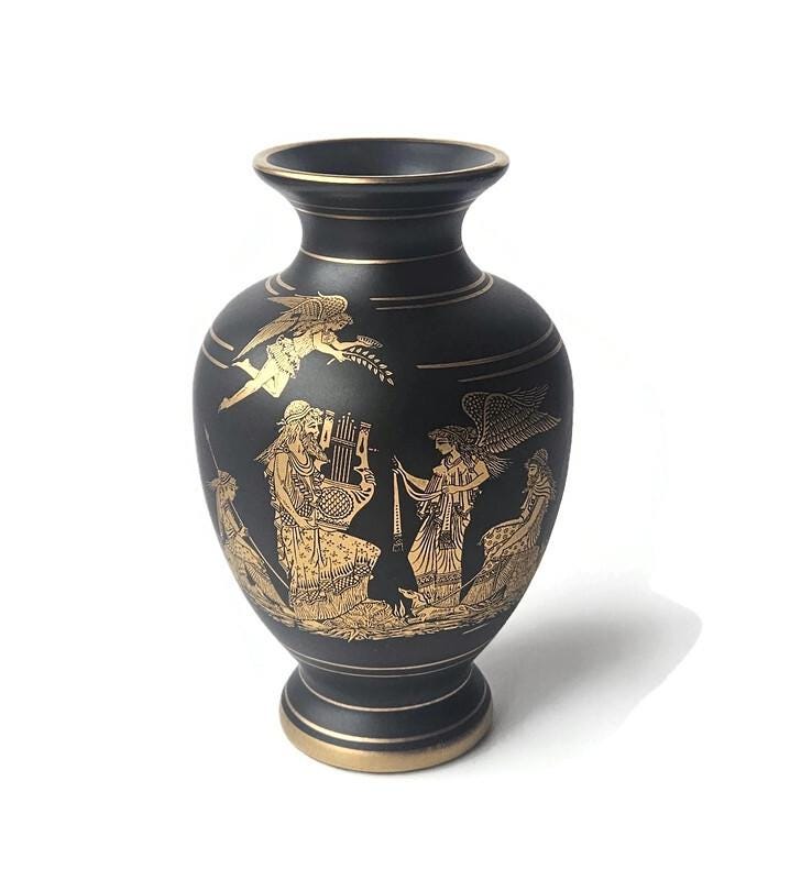 ギリシャ製 職人ハンドメイド 24金仕立て 花瓶　