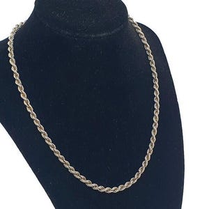Vintage 1980s Solid Sterling Silver Twisted Necklace Chain, 44 cm, 10.5g, London Import 1982