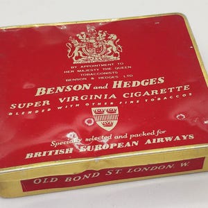 Scatola vuota vintage Benson & Hedges - 20 BEA British European Airways Super Virginia Silver Wing Cigarette Tobacco Tin