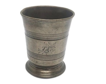 Jarra/vaso de peltre antiguo de la época victoriana de CHARLES BENTLEY de la década de 1850, con sello distintivo, de media pinta.