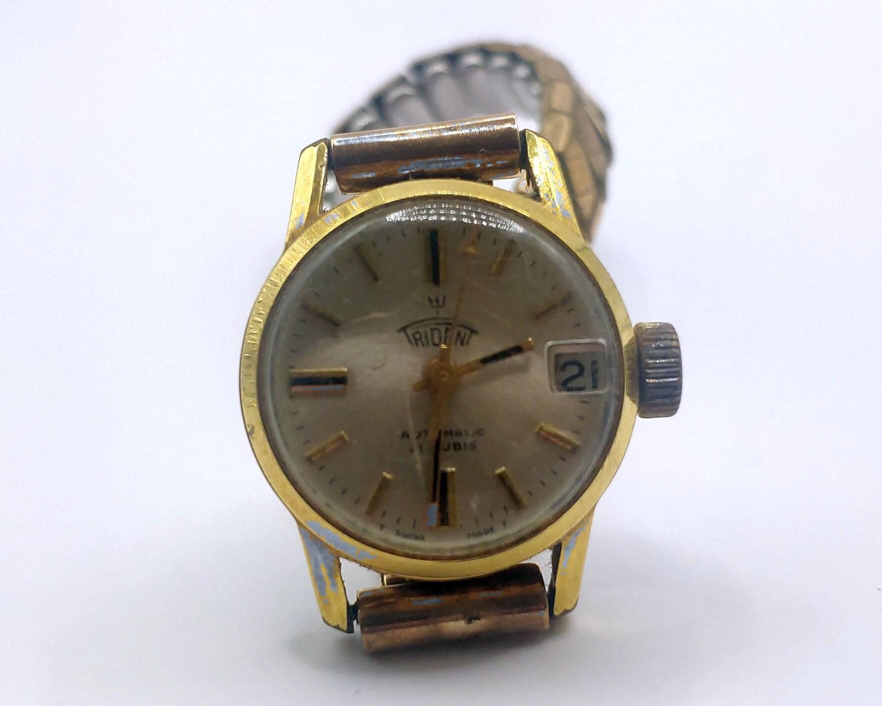 Vintage TRIDENT Automatic Swiss Watch: 21 Rubis, Harrods Rolled