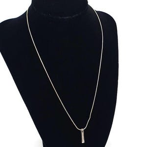 Vintage Sterling Silver Crystal Bar Pendant Necklace w/ Sterling Chain, 47 cm, 4.4g