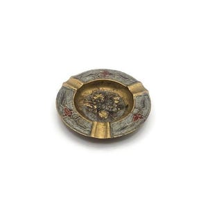 Vintage Indian Brass Enameled Ashtray