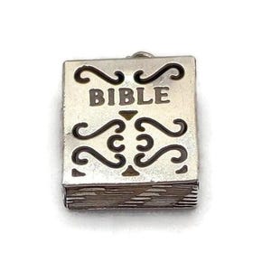Vintage Sterling Silver Religious Bible Pendant for a Necklace