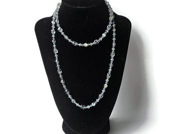 Art-decoketting blauw geperst glas: antieke sieraden uit de jaren 1920 (schroefsluiting)