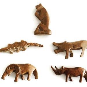 Hand Made & Hand Carved African Wooden Animal Art Figurines